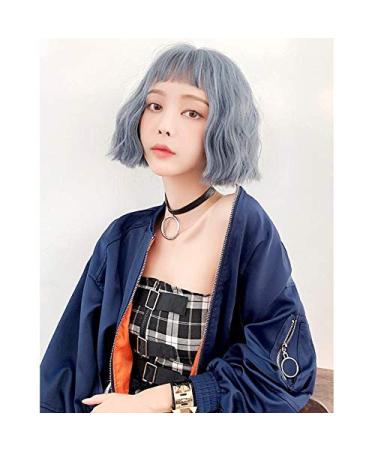BGHJUE Short Wavy Bob Lace Front Human Hair Wig - 9 Inch 25cm in Honeypudding Blue Haze - International Shipping Available - Buy Online on GoSupps.com