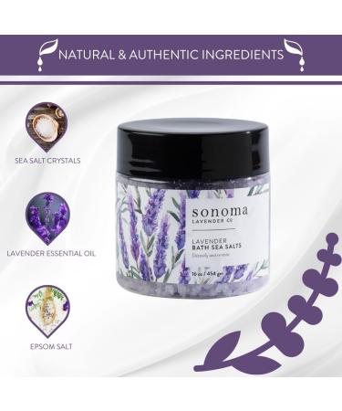 Sonoma Lavender Bath Salt - Lavender Scent Epsom Salt & Essential Oil for Stress Relief & Skin Nourishment | 16oz Spa Treatment - Buy Online on GoSupps.com