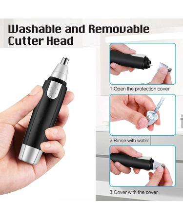 YunQin Ear and Nose Hair Trimmer for Men & Women - Dual Edge Blades Painless Facial & Eyebrow Clipper Battery Operated - Black - Buy Online on GoSupps.com