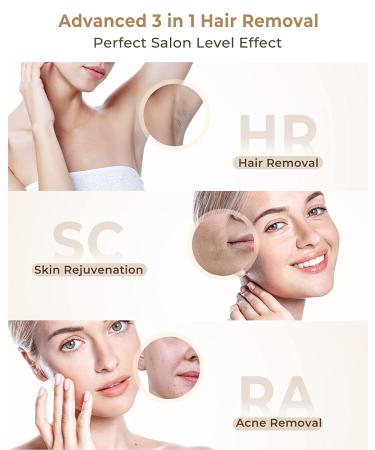 3-in-1 At Home IPL Laser Hair Removal Device | 9 Levels, 999,900 Flashes | Permanent Hair Remover for Men and Women | Painless Treatment for Face, Body, Bikini | White - Buy Online on GoSupps.com