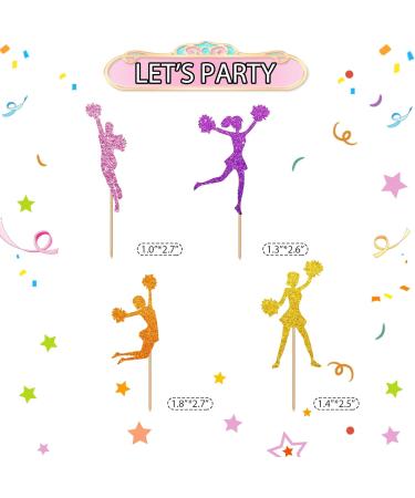 Cheerleaders Cupcake Toppers Gymnast Girl Cake Decor Colorful Glitter Cake Decorations for Baby Shower Cheer Team/Gym Theme Birthday Party Supplies - 24pcs - Buy Online on GoSupps.com