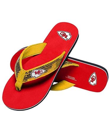 FOCO NFL Women's Sequin Strappy Sandals Flip Flops Kansas City Chiefs Medium