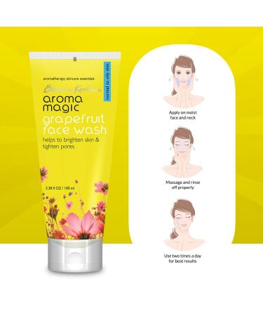 Aroma Magic Grapefruit Face Wash | Daily Cleanser for Normal to Oily Skin | Controls Oil Tightens Pores Revives & Refreshes Skin | Day & Night Use | 3.38 Fl Oz (100ml) - Buy Online on GoSupps.com