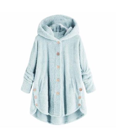 Hanxiulin coat plush jacket hoodie jacket oversize winter coat ceiling hoodie ladies oversize basic hooded jacket windproof bladder fleece jacket women trench coat winter coat plush jacket 3xl light blue