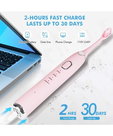 WOSUK Sonic Electric Toothbrush - Travel-Friendly Design, 4 Modes, 16 Gears, USB Fast Charge, Smart Timer - Pink - Buy Online on GoSupps.com
