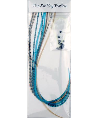 10 feather hair extensions real feathers 22-28 cm with rings/loops (Aqua Auburn) - Buy Online on GoSupps.com