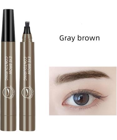 2Pcs Magical Precise Waterproof Natural Microblading Eyebrow pen with 4 Fork Tip Pencil Natural Looking Brows Effortlessly and Stays on All Day-Gray brown - Buy Online on GoSupps.com