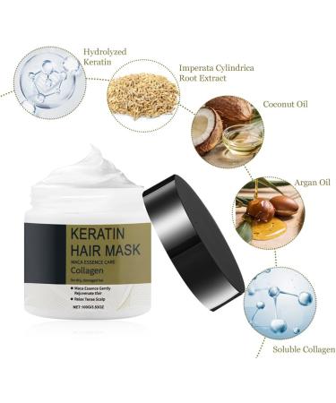 KUIRUNRX Collagen Hair Treatment Deep Repair Hair Mask Repair Pofonde Conditioning Argan Oil Collagen Hair Mask Essence For Dry and Damaged Hair - Buy Online on GoSupps.com