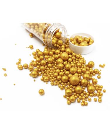 Gold Edible Pearl Sugar Sprinkles - 120g/4.2oz Jar for Cake, Cupcake, Cookie Decorations - Perfect for Weddings, Showers, and Parties - Buy Online on GoSupps.com