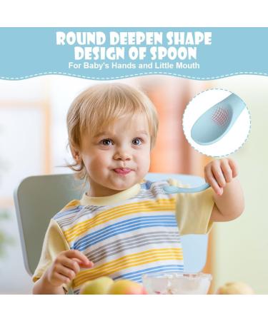 HOTUT Baby Cutlery Feeding Set 4pcs - Toddler Utensils Spoon Set - Easy Grip Reusable Kids Spoons - Self Feeding Spoon for Babies - Blue Green - Buy Online on GoSupps.com