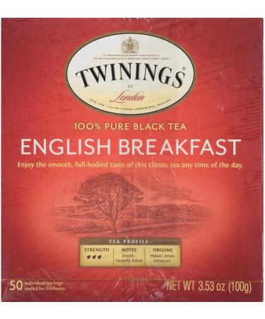 Twinings Classic English Breakfast Individually Wrapped Tea Bags | Caffeinated Smooth Flavourful Robust | 50 Count (Pack of 6) English Breakfast 50 Count (Pack of 6) - Buy Online on GoSupps.com