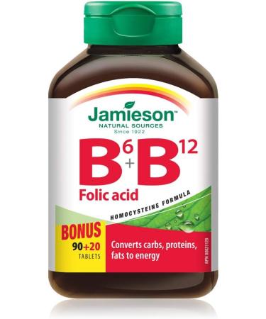 Jamieson Calcium Magnesium and Zinc 200 Count (Pack of 1) & Vitamin B6 Vitamin B12 and Folic Acid 110 Count (Pack of 1) SUPPLEMENT + VITAMIN 64642053268 - Buy Online on GoSupps.com