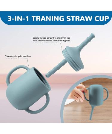 Baby Feeding Set - Silicone Bib, Suction Bowl, Spoon, Fork - Toddler Utensils - 6 Months (Light Blue) | Baby Led Weaning Supplies - Buy Online on GoSupps.com