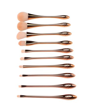 10pcs Pink Gold Makeup Brush Set - Face & Eyeshadow Brushes for Powder Cream & Liquid Makeup - Buy Online on GoSupps.com
