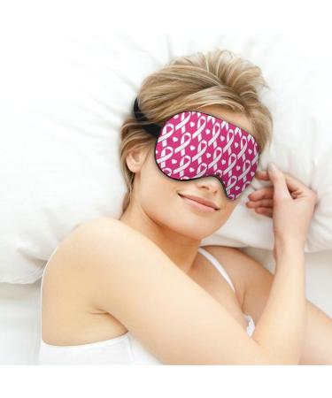 Pink Ribbon Breast Cancer Sleep Mask - Adjustable Strap Eye Cover for Men and Women - Ideal for Travel, Night, and Nap - Light Blocking Blindfold - Buy Online on GoSupps.com