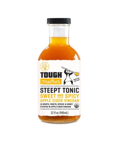 Tough Mother STEEPT TONIC - Apple Cider Vinegar  Superfood Wellness Shots - USDA Certified Organic Raw  Unfiltered with the Mother - Vegan Keto Paleo  Sweet and Spicy - 32 fl oz  Raw Honey Sweet  Spicy 32 Fl Oz (Pa