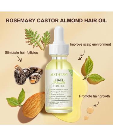 Natural Rosemary Oil for Hair Growth & Skin Care 60ml - Oil Serum Castor Almond Hair Oil for Healthy Hair Essential Oils - UK - Buy Online on GoSupps.com