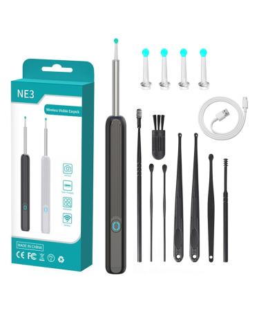 Wireless Smart Visual Ear Cleaner 1080P Camera Ear Wax Removal Tool IP67 Waterproof earplugs Ear Replaceable Endoscope Black