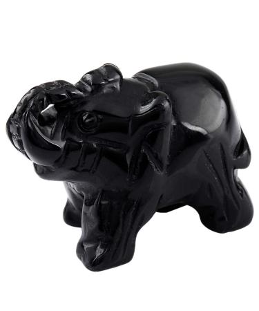 Nupuyai elephant figure gemstone crystal lucky elephant healing stone lucky charm elephant figure Reiki Fengshui decoration 5#black-obsidian