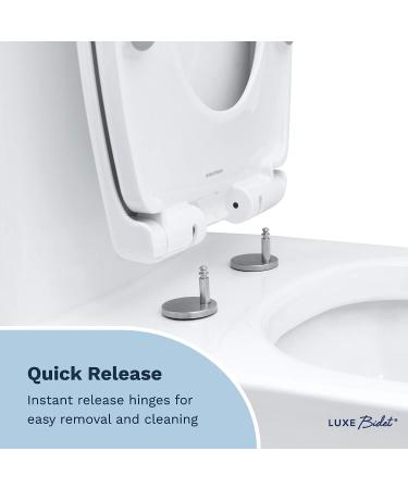 LUXE Bidet Luxe TS1008E Elongated Toilet Seat - Slow Close, Quick Release Hinges, Non-Slip Bumpers (White) - Buy Online on GoSupps.com