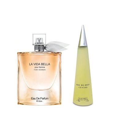 Women's Perfume La Vida Bella& Easy Miami Combo Set Eau De Parfum Long Lasting Fragrance 3.4 Fl Oz Spray Each for Daily Used la vida bella&Easy Miami