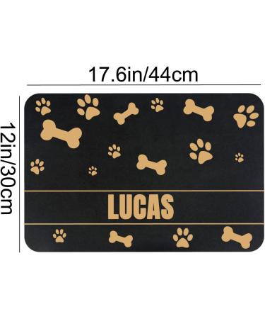 JMIPET Personalized Dog Cat Food Mat | Custom Waterproof Pet Bowl Mat with Non-Slip Bottom | Golden Bone & Paw Prints Design - Buy Online on GoSupps.com