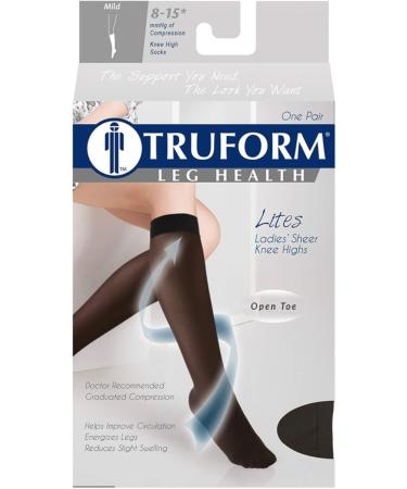 Truform Sheer Compression Stockings for Women - 8-15 mmHg Open Toe Knee High 20 Denier Beige Large (1 Pair) - International Shipping Available - Buy Online on GoSupps.com