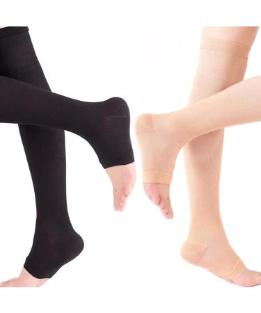 Buy Medical Compression Socks - Open Toe Superelastic Slipproof 20-30 mmHg for Women Improve Blood Circulation - Medium Size Black - Buy Online on GoSupps.com