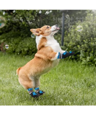 Waterproof Dog Shoes for Small & Medium Dogs - 4 Piece Set with Reflective Straps & Anti-Slip Sole - Winter Paw Protectors in Blue - Buy Online on GoSupps.com