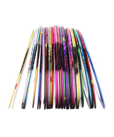 Haobase 30pcs Mixed Color Rolls Striping Tape Line Nail Art Decoration Stickers for Natural and Artificial Nails