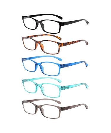 Reading Glasses 5 Pairs Quality Readers Spring Hinge Vintage Glasses for Reading for Men and Women (Mix Color - 2, 2.50) Mix Color - 2 2.5 x