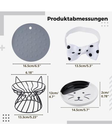 Dorakitten 2Pcs Elevated Cat Bowls with Non-Slip Mat - Anti-Vomiting Raised Cat Food Plates for Spine Protection - Cute Cat Ear Stand Ceramic Dishes for Whisker Fatigue Prevention - Buy Online on GoSupps.com