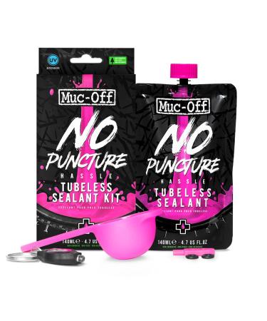 Muc Off No Puncture Hassle Tubeless Sealant Kit - Advanced Bicycle Tyre Sealant Kit with UV Tracer Dye That Seals Tears and Holes Up to 6mm - Buy Online on GoSupps.com