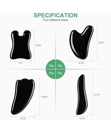Airogym Guasha Massage Tool Set - Natural Stone Gua Sha Board for SPA Acupuncture and Muscle Knots - 4PCS Black Stone Scraping Massage Sets for Facial Care and Physical Therapy - Buy Online on GoSupps.com