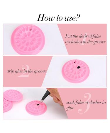 100 Pcs False Lash Glue Holder - Disposable Eyelash Extensions Trays Plastic Pink Glue Holder Pallet Pads for Professional Use - Buy Online on GoSupps.com