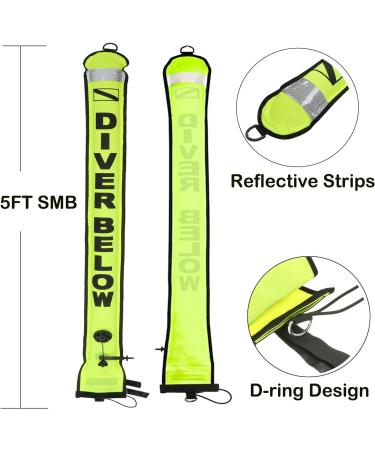 YUNNLEZT 5ft SMB Surface Marker Buoy - High Visibility Reflective Band for Diving and Snorkeling - Buy Online on GoSupps.com