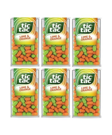 6 x Lime & Orange Tic Tac Mint Sweets For Little Moments of Refreshment - Sold By VR Angel Lime & Orange 6 Count (Pack of 1)