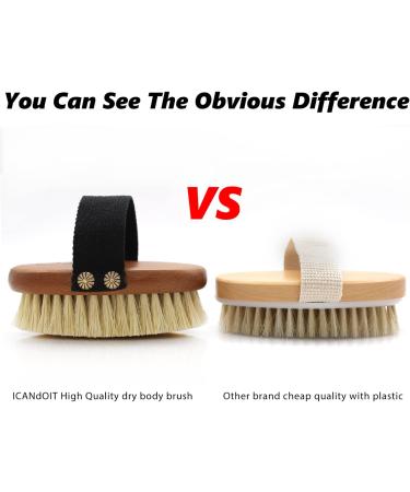 ICANdOIT High Strength Dry Body Brush - Natural Bristle Exfoliating Massage Brush for Cellulite, Lymphatic Drainage, and Soft Skin - Stiff Tampico Fiber for Improved Circulation and Ingrown Hair Prevention - Buy Online on GoSupps.com