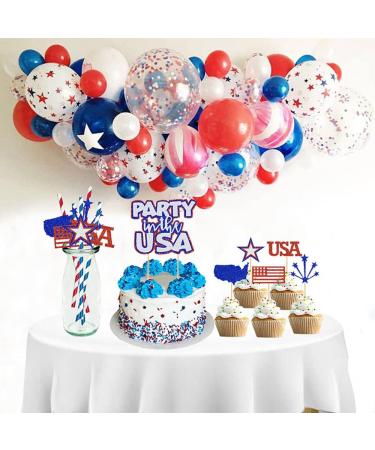 Ulfanit 4th of July Cupcake Toppers Glitter American Flag Blue Red Stars and Stripes Cup Cake Toppers USA Memorial Independence Day Appetizers Food Picks 10pcs - Buy Online on GoSupps.com