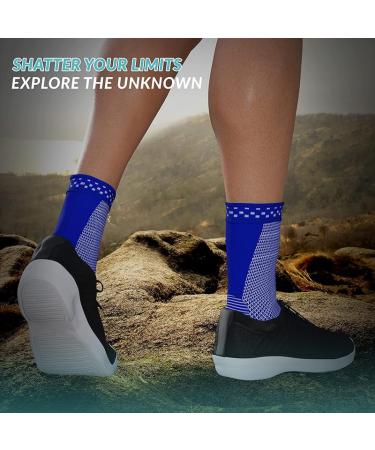 Modvel Foot & Ankle Brace Socks - Compression Sleeve for Sprained Ankle Support - Ideal for Men & Women - Tendonitis Arthritis & Sports Recovery - Medium T Blue - Buy Online on GoSupps.com