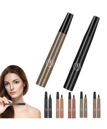 Cohbskj Glowly Secret Eyebrow Pen Unique Quad Eyebrow Pencil Quad Forked Liquid Eyebrow Pencil Long-Lasting Waterproof Microblading Eyebrow Pen (2PCS-F)