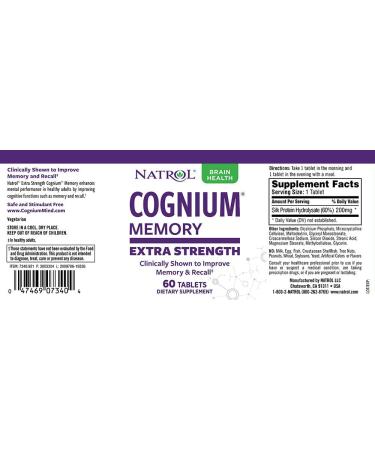 Natrol Cognium Extra Strength 200mg - Memory & Brain Health, 60 Tablets, Clinically Studied - Buy Online on GoSupps.com