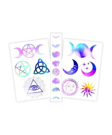 Fashiontats Witchy Celestial Temporary Tattoos | Witch-Inspired | Skin Safe | Made in The USA| Removable