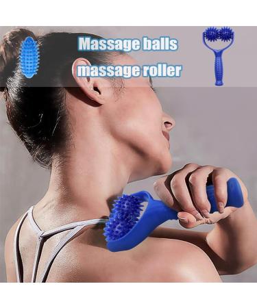 Premium Blue Massage Ball & Roller with Handles - Self-Massage for Foot Leg & Back Relief - Buy Online on GoSupps.com