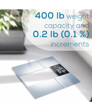 Beurer BF720 Smart Scale - Body Fat, Water, Calorie Data - 400 lb Capacity - Bluetooth & User Recognition - XL LCD Display - Body Analysis - Grey Silver - Buy Online on GoSupps.com
