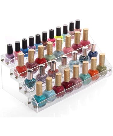 Wakects Nail Polish Organizer Nail Polish Organizer 4 Tiers Transparent Makeup Rack Display Organizer