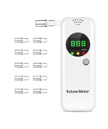Ketosis Breath Tester, Ketone Meter Breathalyzer for Ketosis Health with 10pc Mouthpieces(White)