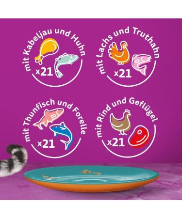 Whiskas Adult 1+ Katznassfutter Tasty Duo Surf & Turf in Jelly - 84 Portion Bags (7.14 kg) - Premium Wet Cat Food for Adult Cats - International Shipping Available - Buy Online on GoSupps.com