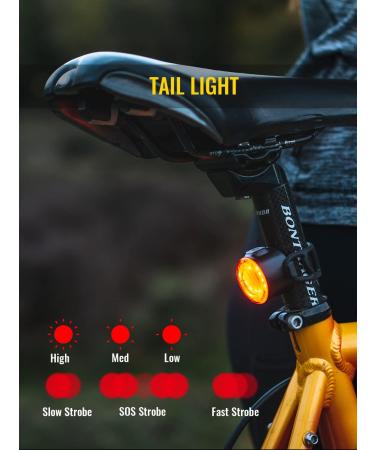 Rechargeable COB Bike Light Set - Powerful, Waterproof Front and Rear Lights for All Bikes - Easy Install, Lightweight, Compatible with Running - Black - Buy Online on GoSupps.com