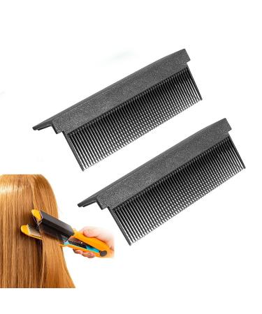 2PC Women DIY Combs Accessories Fit Hair Straightening Flat Iron  Barber Straightening Comb Attachment for Hair  Hair Straightening Flat Iron V Type (2pcs Black)